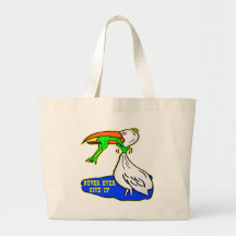 Frog Choking Bird Never Ever Give Up Tote Bags
