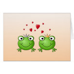 Frog Prince and Frog Princess, with hearts. Card