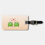 Frog Prince and Frog Princess, with hearts. Bag Tag