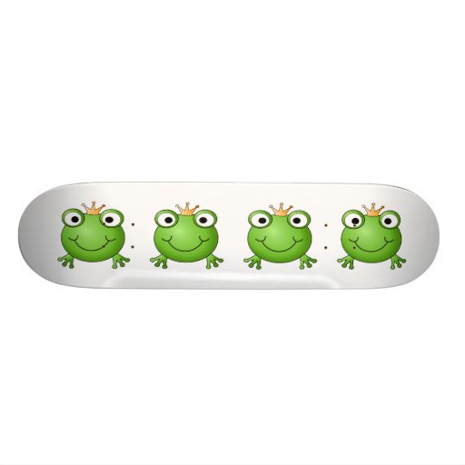 Frog Prince. Smiling Frog with a Crown. Custom Skate Board
