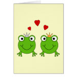 Frog Princess and Frog Prince, with hearts. Greeting Card