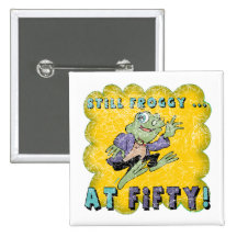 Froggy Fifty 50th Birthday Gifts Pins