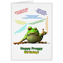Froggy friend birthday card with froggy jokes