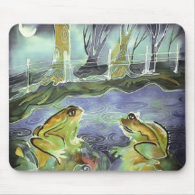 Frogs by the Water at Night Mouse Pad