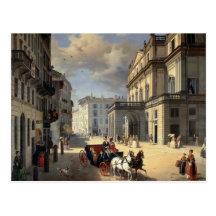 Front of La Scala Theatre, 1852 Postcard