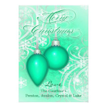 Frosted Flourishes Sea Green Winter Holiday Card