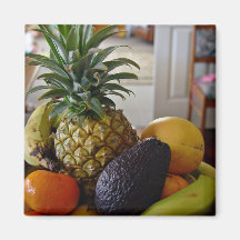 Fruit bowl with avocado foremost fridge magnets