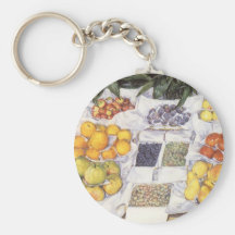 Fruit Displayed on a Stand by Gustave Caillebotte Keychains