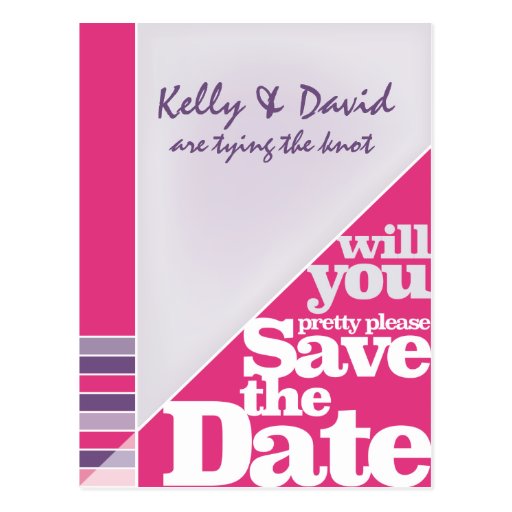 Fuchsia Creative Funky Save the Date Post Card