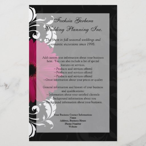 Fuchsia Scroll Gerbera Daisy w/Black and White Flyer Design