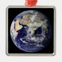 Full Earth showing Europe and Asia 2 Ornaments