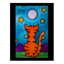 Full Moon Cat Watch Postcards