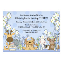 Fun Boys Safari Animals Birthday Personalised Invites