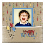 Fun Candles and Balloons Birthday photo invitation