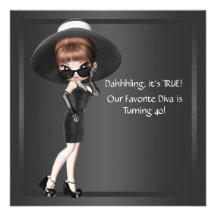 Fun Favourite Diva Womans Black 40th Birthday Part Personalised Invites
