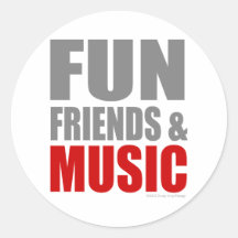 FUN FRIENDS & MUSIC ROUND STICKER