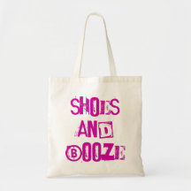 fun funky 'shoes & booze' reusable shopping bag