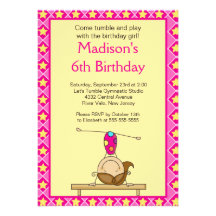 Fun Gymnastics Kids Birthday Party Invitation