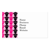 Fun Hot Pink and Black Cupcake Pattern Business Card Templates