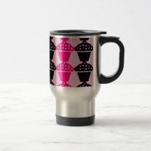 Fun Hot Pink and Black Cupcake Pattern Mug