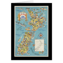 Fun map of New Zealand Greeting Cards