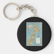Fun map of New Zealand Keychain