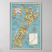 Fun map of New Zealand Print