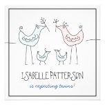 Fun Modern Birds Twin Baby Boy Shower Invitation