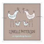Fun Modern Birds Twin Baby Boy Shower Invitation