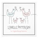 Fun Modern Birds Twin Baby Girl Shower Invitation
