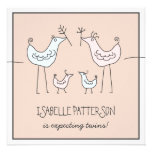 Fun Modern Birds Twin Baby Shower Invitation