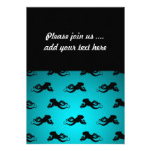 Fun Octopus Pattern on Bright Turquoise Personalized Invites