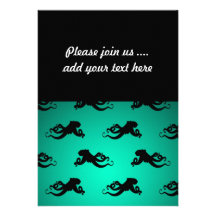 Fun Octopus Silhouettes on Green Invite