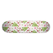 Fun Pink and Green Christmas Tree and Candy Canes Skate Decks