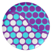 Fun Purple and Teal Polka Dot Wave Pattern Plate
