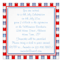 Fun Red, White and Blue Patriotic Party Invitation