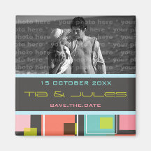 Fun Retro Cubes | 03 * | Save Date Date Magnet