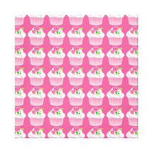 Fun Summer Birthday Hot Pink Cupcake Pattern Canvas Print