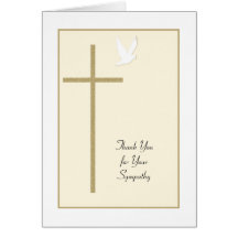 Funeral Sympathy Thank You Card -- Cross & Dove