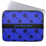 Funky Blue and Black Flowers Laptop Sleeve