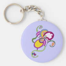 Funky Flower Abstract Illustration Keychain