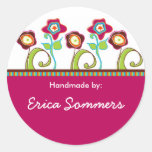 Funky Flowers "Handmade" Labels Stickers