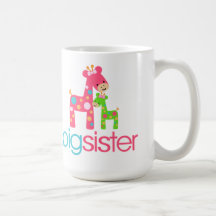 Funky Giraffe Big Sister Tshirt Coffee Mugs