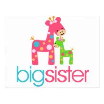 Funky Giraffe Big Sister Tshirt Postcards