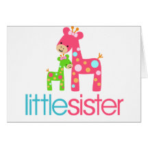 Funky Giraffe Little Sister tshirt Cards