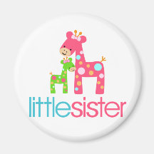 Funky Giraffe Little Sister tshirt Refrigerator Magnets