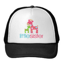 Funky Giraffe Little Sister tshirt Mesh Hats