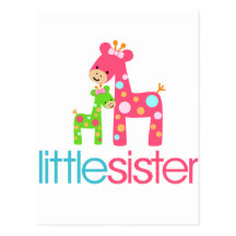 Funky Giraffe Little Sister tshirt Post Cards
