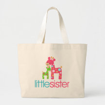 Funky Giraffe Little Sister tshirt Tote Bags