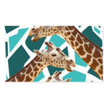 Funky Giraffe Print Teal Blue Wild Animal Pattern Business Card Templates